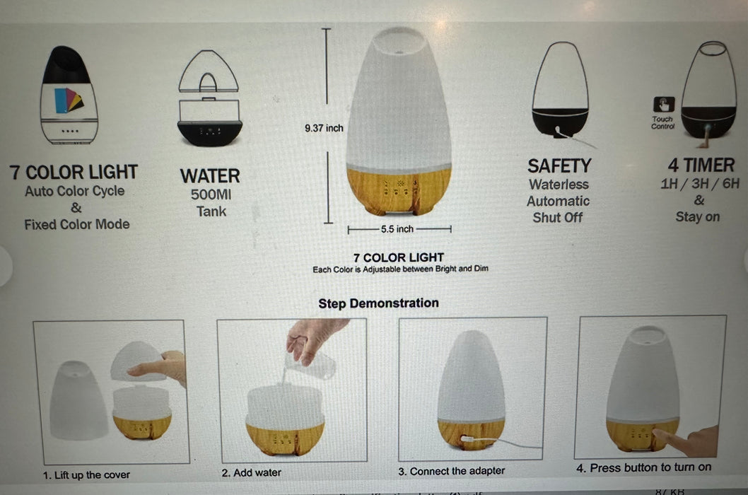 Essential Aroma Oil Diffuser for Large Room Ultrasonic Aromatherapy Humidifier